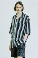 アイロ グランジ ストライプ ジャージ シャツ / airo grunge stripe jersey shirt black