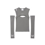 カットアウトウォーマートップ/0 5 cut out warmer top - GREY