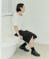 UNISEX PINTUCK STITCH BERMUDA PANTS M- BLACK (6689423294582)