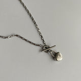 サージカルスチールハートトグルバーネックレス/htt Surgical steel heart toggle bar lock necklace