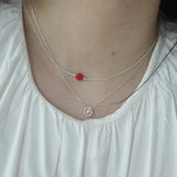 コーラルシルバーボールチェーンネックレス / Coral Silverball Chain Necklace
