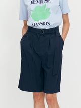 Two tuck half pants - Navy (6699531042934)