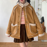 Tama loose-fit hoodie wool suede coat