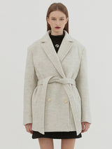 BELTED HALF COAT - LIGHT MELANGE (6636724650102)