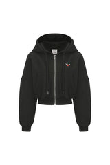 04キャットクロップフードジップアップ  / 0 4 cat crop hood zip-up - BLACK (4579924672630)