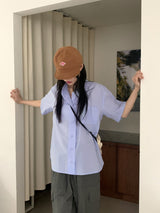 アニンバックボタンパーク半袖シャツ