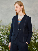 ラインノーカラージャケット / Line No-collar Jacket (2colors)