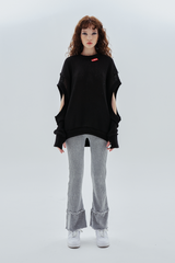 ロゴホールウォーマーニット / logo hole warmer knit_black
