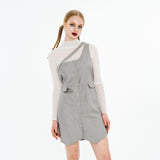 One-shoulder One-piece [Gray]