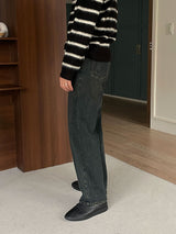 ASCLO Bizo Brush Loose Denim Pants (2color)