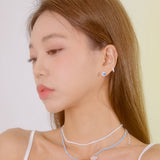 ワンキュービックイヤリング / Skyblue One Cubic Earring (rosegold)
