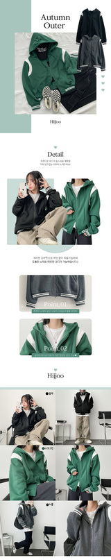 Recon Napping Lining Line Coloring Two-Way Hood Zip-Up Jumper