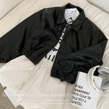 AMU, two-way loose fit leather jacket