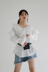 モノラッフルブラウス / Mono ruffle blouse (2color)