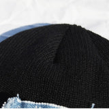 denim patchwork watch cap (black)