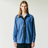 [SILM TIE+CLIP SET] FINE TWILL TIP SHIRT BLUE