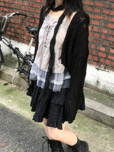 Romantic loose twisted shawl cardigan