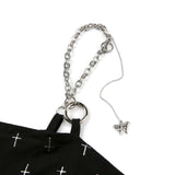チェーンショルダーストラップクロスドレス/1 2 chain shoulder strap cross dress