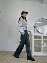 レザーストレートトラウザーズ / leather straight trousers