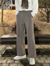 LMN ピンタックバックバンディングワイドスラックス / LMN pin tuck back-banding wide slacks (4 colors)