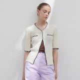 Linen embroidery cardigan - Ivory (6671632138358)