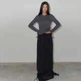 シアーマキシローライズスカート / SHEER MAXI LOWRISE SKIRT (BLACK)