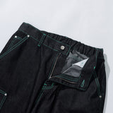 カラースティッチデニムパンツ / COLOR STITCH PANEL DENIM PANTS - BLACK