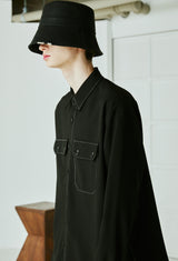 DENIM CARBON COATED CHAIN BUCKET HAT (6538804461686)
