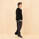 VELOUR CORDUROY TWO TONE PANTS (CHARCOAL BLACK)