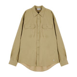 VZロゴビックオーバーフィットナイロンワークシャツベージュ/VZ Logo Big Over Fit Nylon Work Shirt Beige (6683364098166)