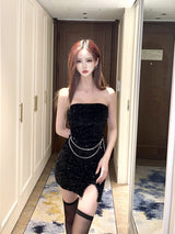 クイーンスパンコールチェーンドレス/720. Queen spangle chain dress (2color)