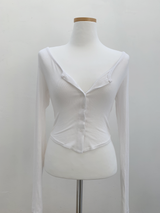 LuLu Button Slim Top (3color)