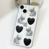 ハートキャットフォンケース / Heart cat phone case White