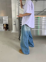 コーティングワイドデニムパンツ