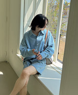クロップデニムシャツ / crop denim shirt