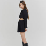 カッティングクロスクロップジャケット/CUTTING CROSS CROP JACKET BLACK (6682533199990)