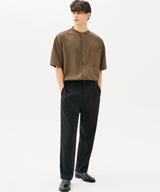 ONE POCKET MINIMAL COLLAR OVERFIT SHIRT (BROWN) (6585515376758)