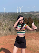 Pop stripe knit T 