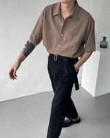 リネンバイオショートスリーブシャツ / UN275 Linen Bio Short-Sleeved Shirt (4 colors)