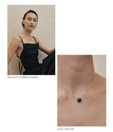 クリスタルハートネックレス (Black)