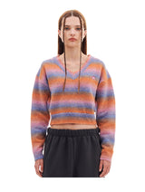 HAIRY STRIPE CROP KNIT (ORANGE)