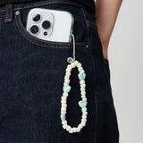 ペブルフォンストラップキーリング / IVORY MINT PEBBLE PHONE STRAP KEY RING