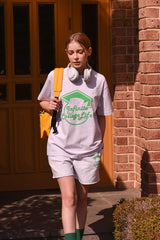 インフィニティーカレッジライフクルーネックアッシュグレイユニセックスTシャツ / Infinite college life crew neck ashgrey Unisex T-shirt