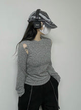 カットアウトショルダーロングスリーブ / cut out shoulder long sleeve