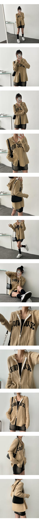 Unique Pont Two-Way Knit Hoodie Zip-Up