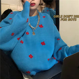 フラワーニット / Blue flower knit