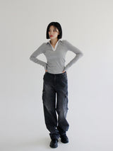 セニティーカーゴパンツ / no.5184 Senity Cargo Pants - Black denim