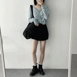 レブドシャーリングプリーツボタンカーディガン / Lebed shirring pleats button cardigan