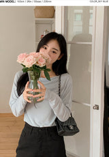 Drape Off Shoulder Long Sleeve T-shirt (5color)