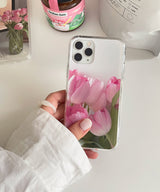 ピンクチューリップAアイフォンケース(ジェリーハード)/[jellhard case] pink tulip A